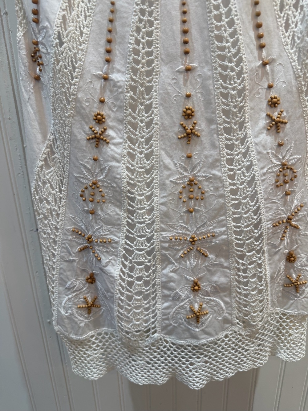 Sue Wong Embroidered Crochet& Beafed Ivory Dress - Picture 4 of 6
